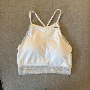 High neck seamless bra with cups